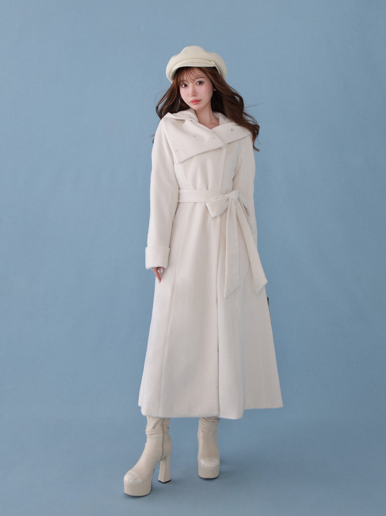 Blanc noir hooded long coat(eme10820)