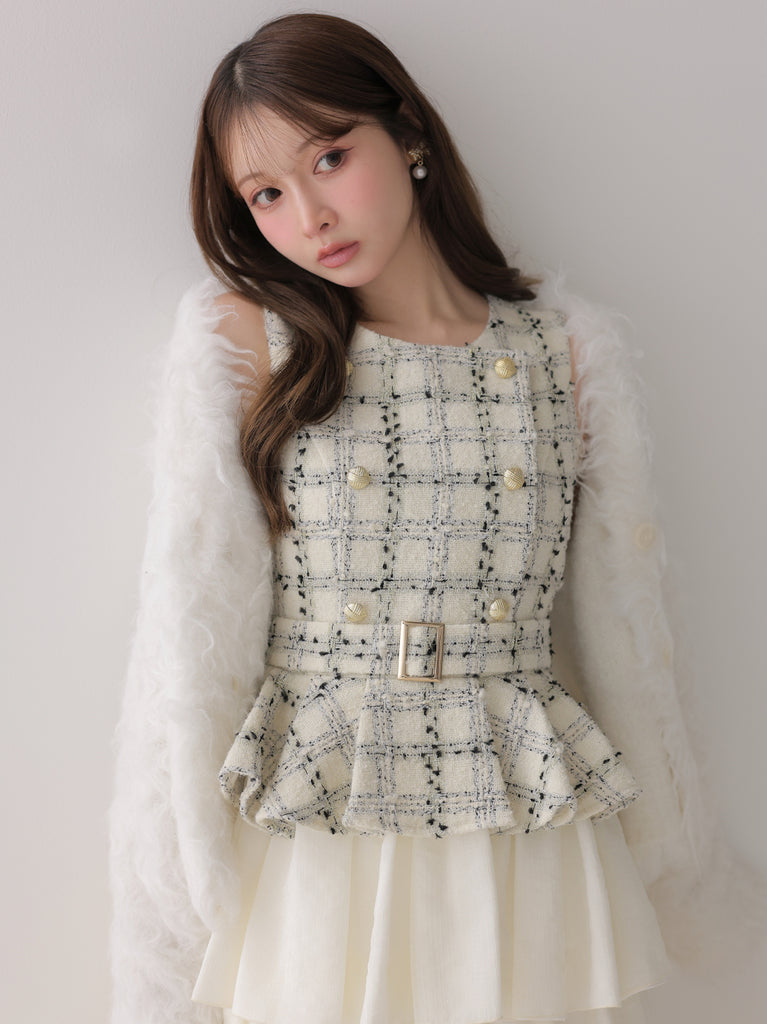 model：160cm　(size：F　color：White check)
