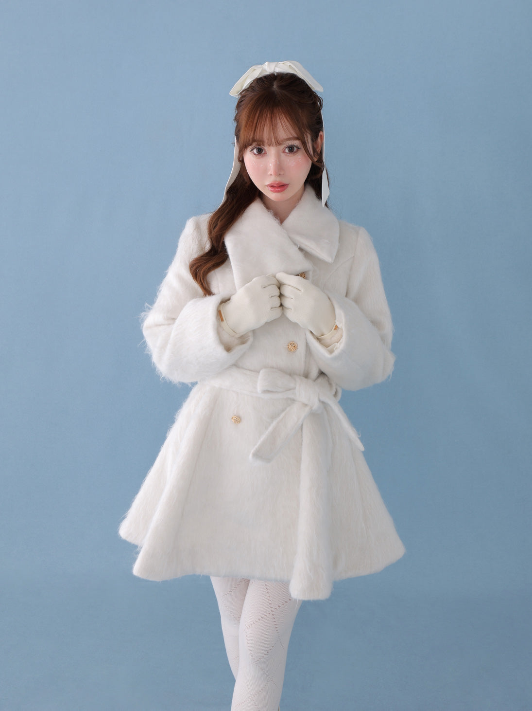 【SALE】Shaggy belted coat(eme10779)