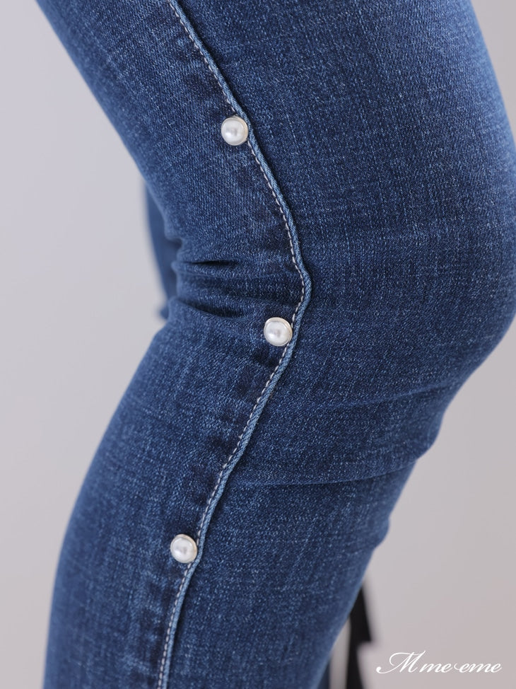 【SALE】Ribbon skinny denim (eme10128)