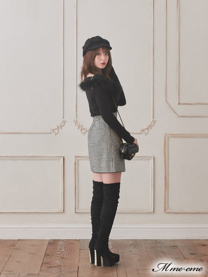 【SALE】Hhigh waist chidori skirt (eme10256)