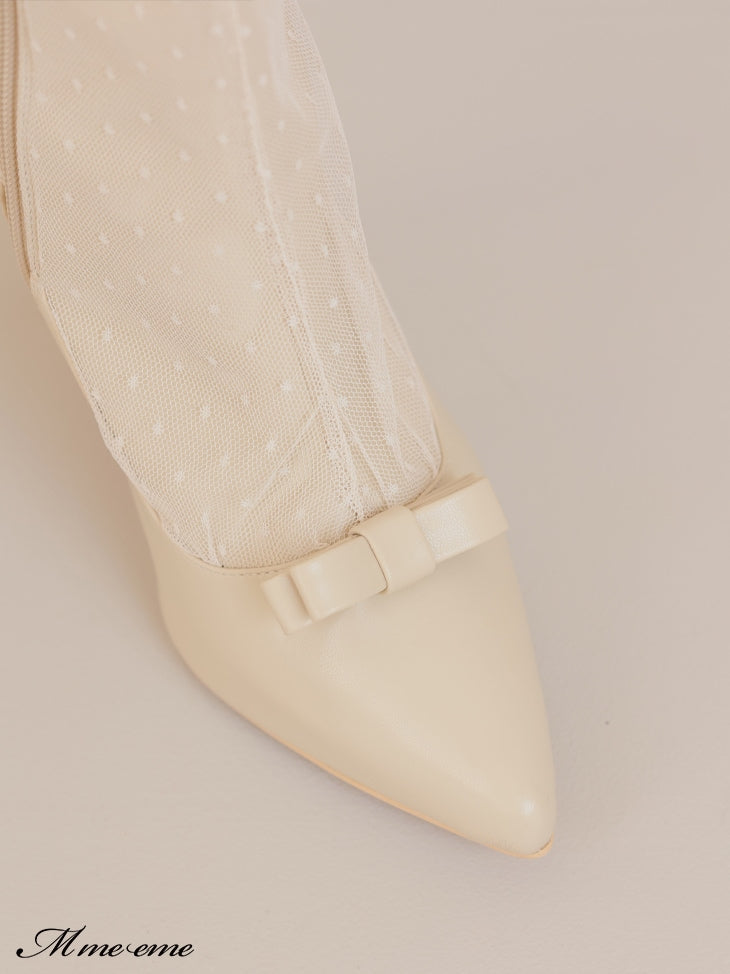 【SALE】Dot tulle short boots (eme10281)