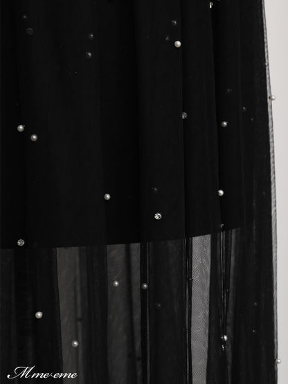 【SALE】Bijou tulle long skirt (eme10420)