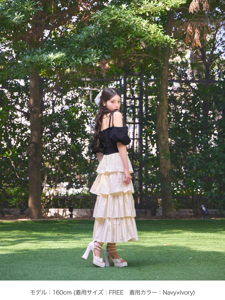 denim docking tiered one piece(eme10389)