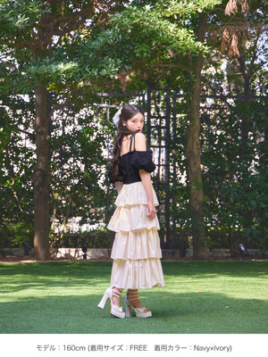 denim docking tiered one piece(eme10389)