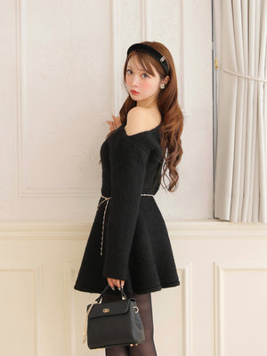 One shoulder bijou belt onepiece(eme10564)
