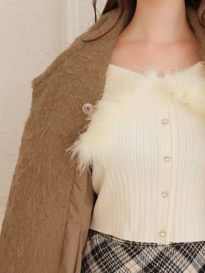 Shaggy belted coat(eme10779)