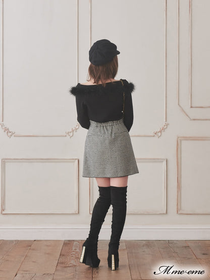 【SALE】Hhigh waist chidori skirt (eme10256)