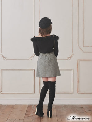 【SALE】Hhigh waist chidori skirt (eme10256)