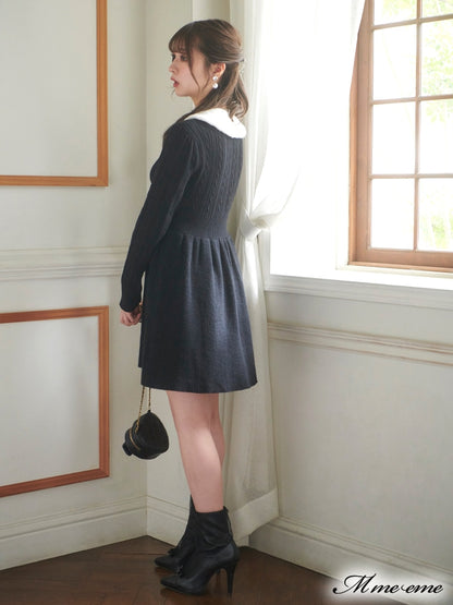 【SALE】Bijou pet flare knit dress (eme10254)