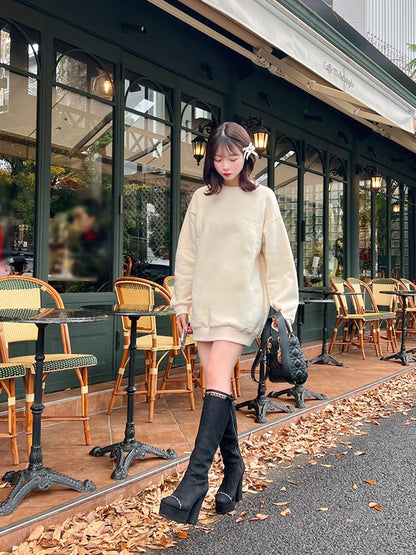 【SALE】Cut design chain long boots (eme10328)