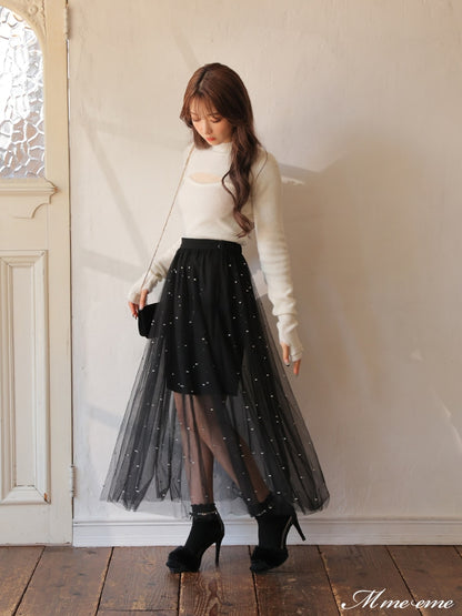 【SALE】Bijou tulle long skirt (eme10420)
