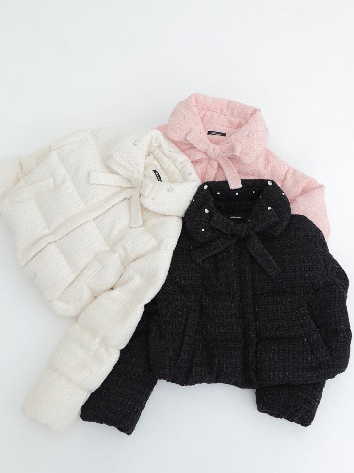 【WEB完売品】M me eme リボンツイードショートダウンジャケット Ribbon tweed short down jacket (eme10458) – M me eme