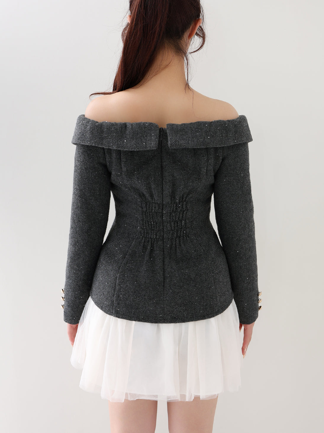 ワンピース m me eme Wool herringbone tulle onepiece Wool herringbone tulle onepiece(eme10782) – M me eme