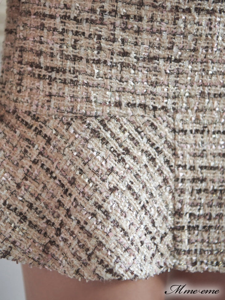 【SALE】High waist lame tweed skirt (eme10283)