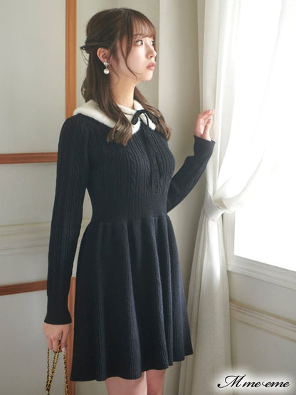 【SALE】Bijou pet flare knit dress (eme10254)