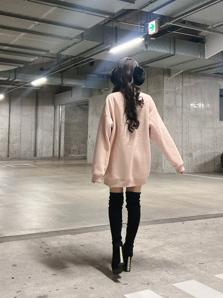 【sale】Back printed sweatshirt dress (eme10336)