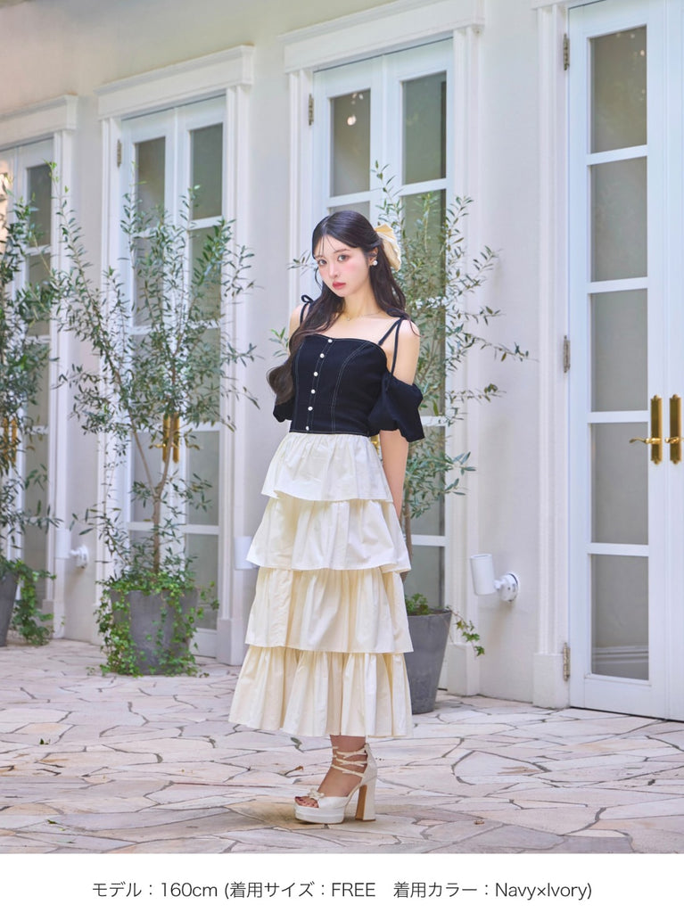 denim docking tiered one piece(eme10389)