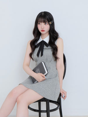 Bijou collar ribbon mini onepiece(eme10518)