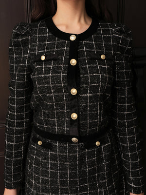 【Pre Order】Classic ribbon tweed cardigan(eme10729)