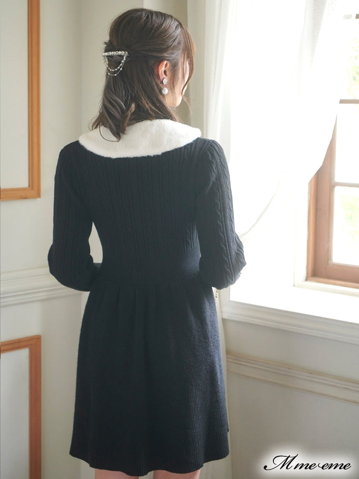 【SALE】Bijou pet flare knit dress (eme10254)