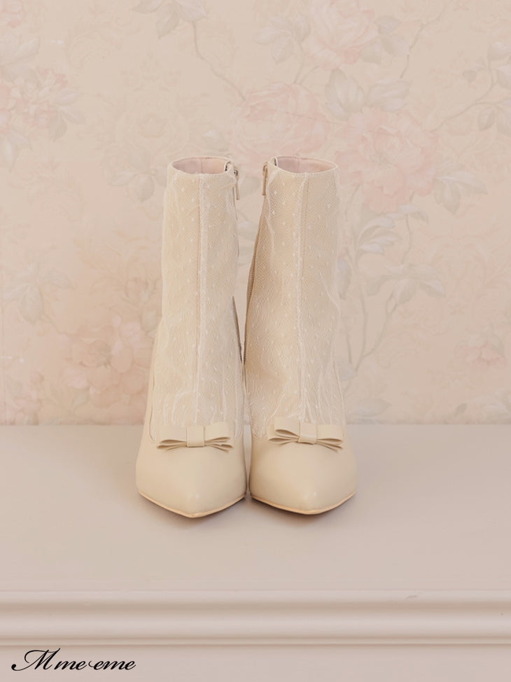 【SALE】Dot tulle short boots (eme10281)