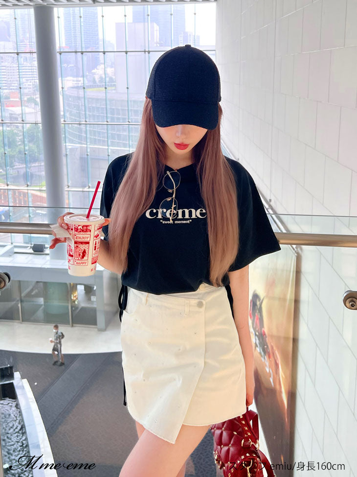 【SALE】Rhinestone denim mini skirt(eme10406)