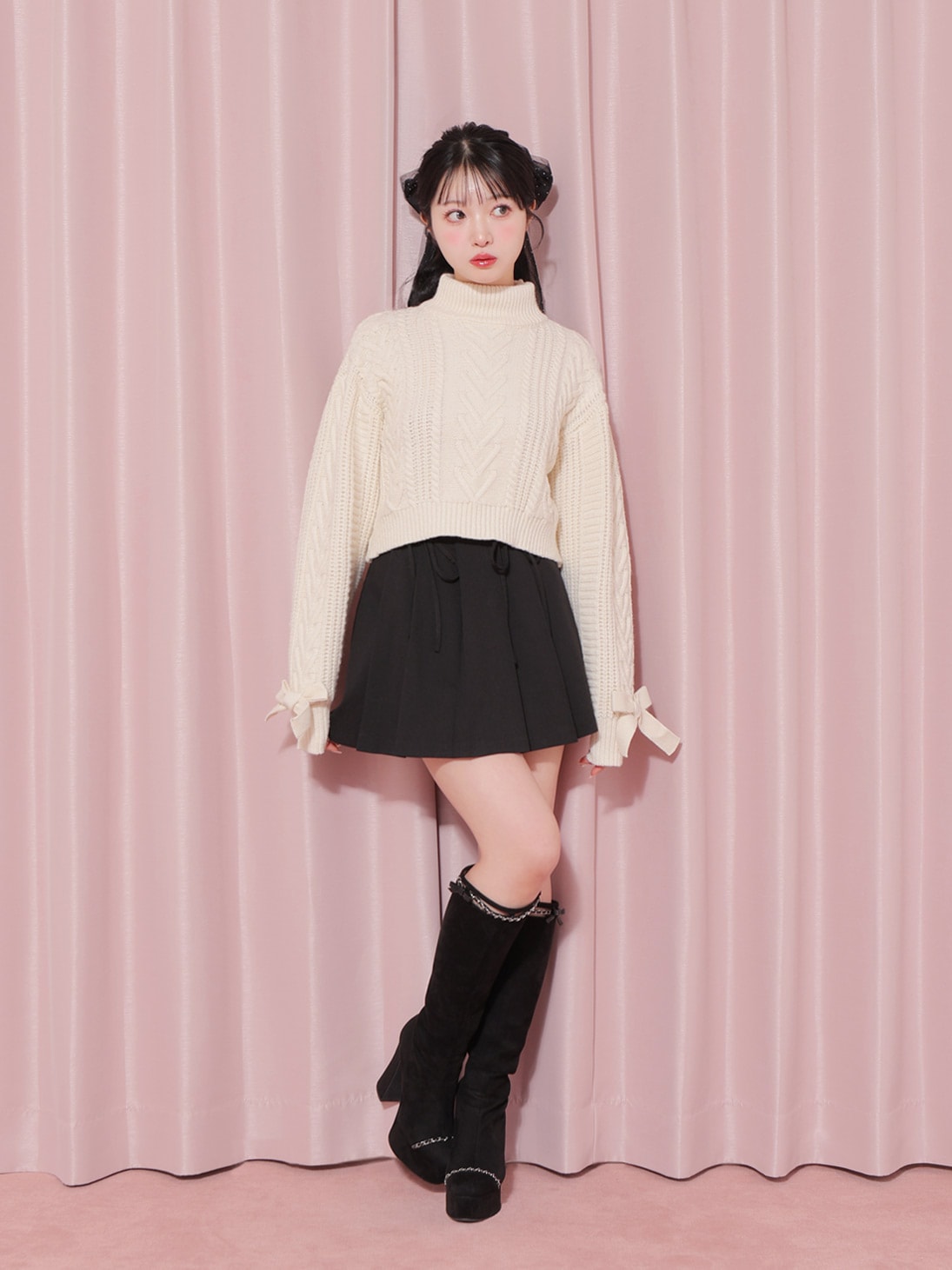 【SALE】Cut design chain long boots (eme10328)