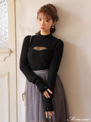 【SALE】Bijou tulle long skirt (eme10420)