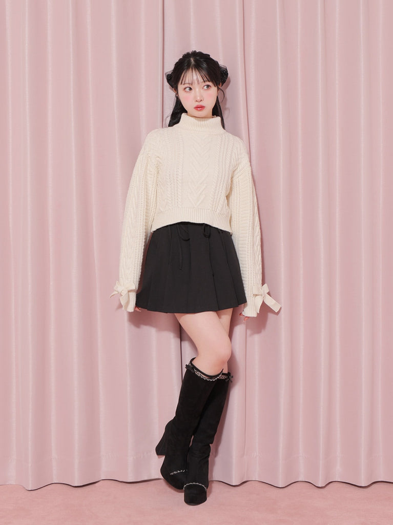 【SALE】Waist bijou pleated skirt (eme10432)