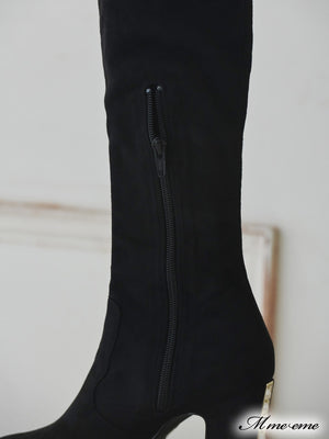 【SALE】Pearl heel knee high boots (eme10280)