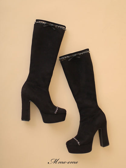 【SALE】Cut design chain long boots (eme10328)