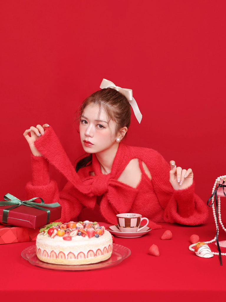 Scarf like shaggy knit tops (eme10372)