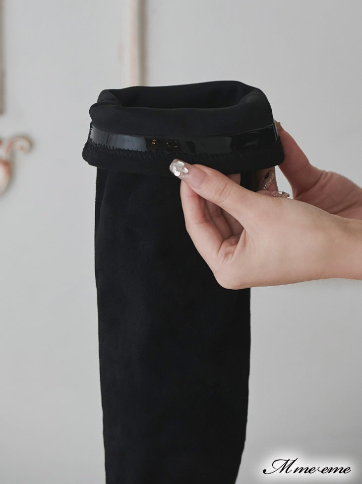 【SALE】Pearl heel knee high boots (eme10280)