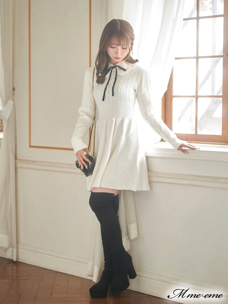 【SALE】Bijou pet flare knit dress (eme10254)