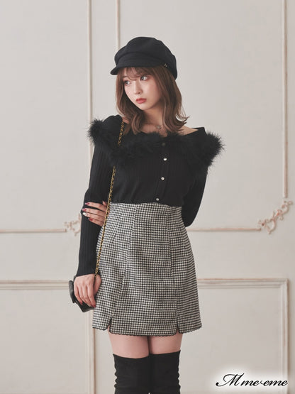【SALE】Hhigh waist chidori skirt (eme10256)