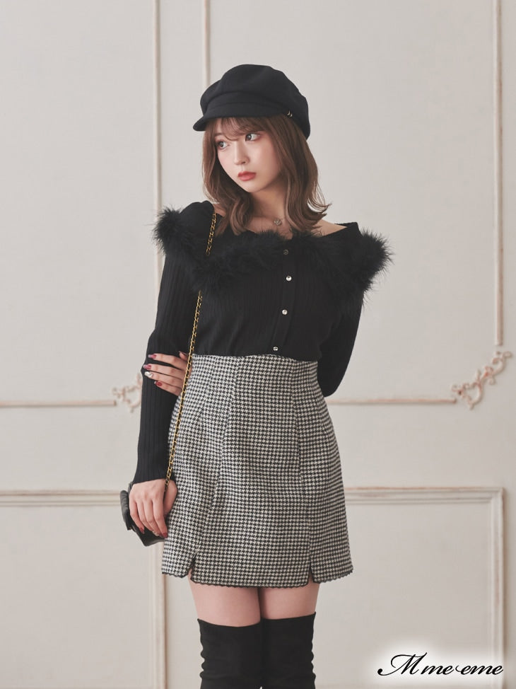 【SALE】Hhigh waist chidori skirt (eme10256)
