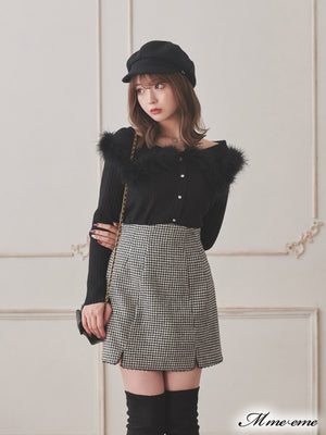 【SALE】Hhigh waist chidori skirt (eme10256)