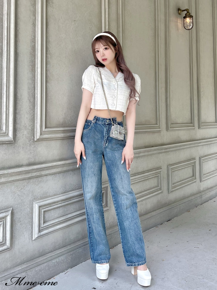 【SALE】Waist cut straight denim (eme10315)