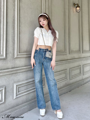 【SALE】Waist cut straight denim (eme10315)