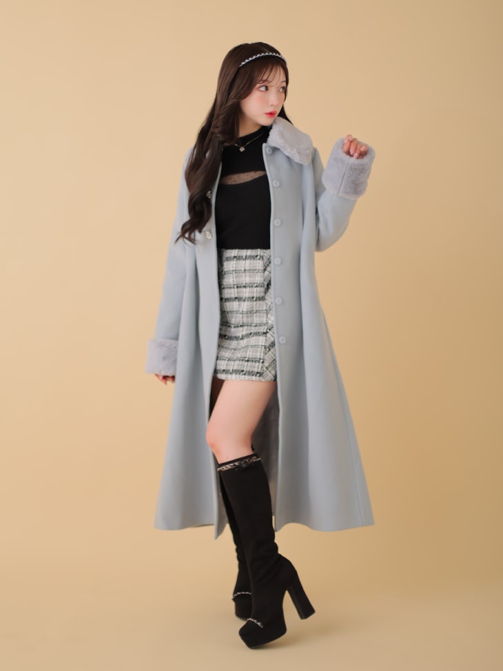 【SALE】Cut design chain long boots (eme10328)