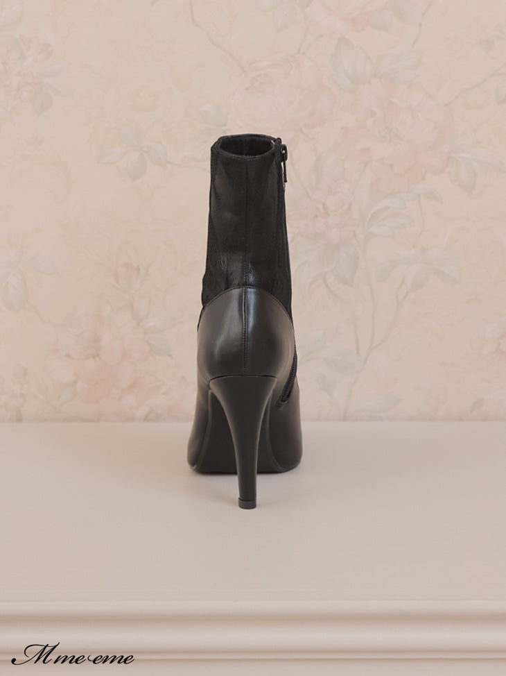 【SALE】Dot tulle short boots (eme10281)