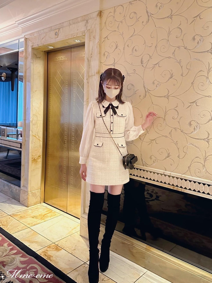 【SALE】Pearl heel knee high boots (eme10280)