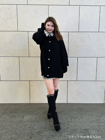 【SALE】Cut design chain long boots (eme10328)