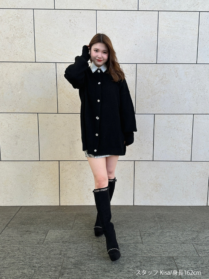 【SALE】Cut design chain long boots (eme10328)