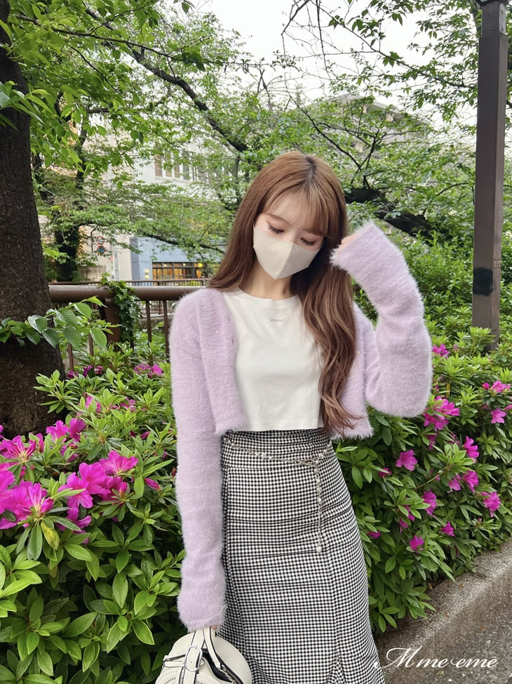 【SALE】Sequin shaggy knit cardigan(eme10213)