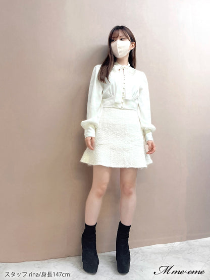 【SALE】High waist lame tweed skirt (eme10283)