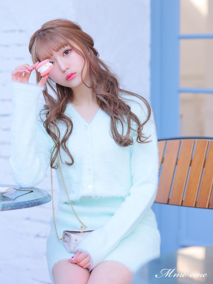 【SALE】Sequin shaggy knit skirt(eme10216)