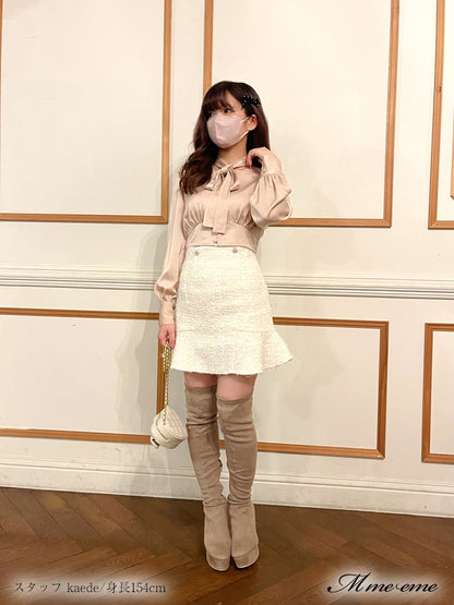 【SALE】High waist lame tweed skirt (eme10283)