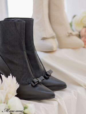 【SALE】Dot tulle short boots (eme10281)